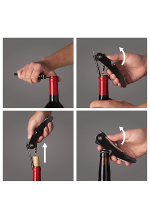 VACUVIN Tek Çekim Tirbuşon Siyah